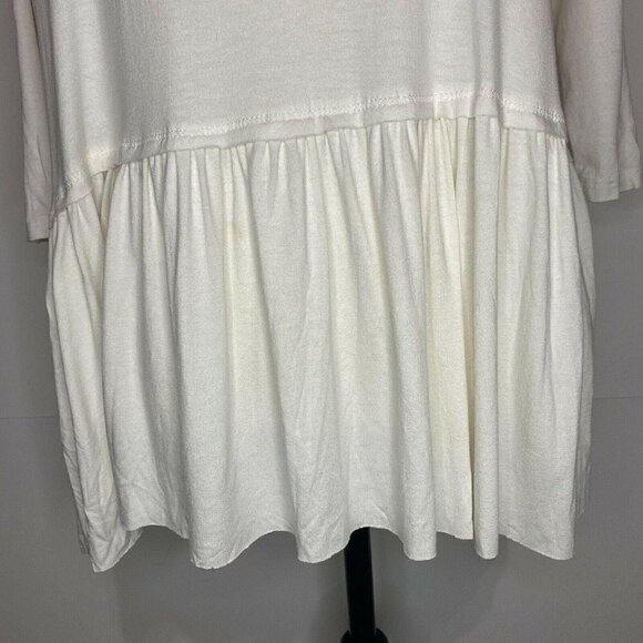 Entro Women’s Small Ivory Babydoll Ruffle Hem Top Rayon/Linen - Picture 3 of 6
